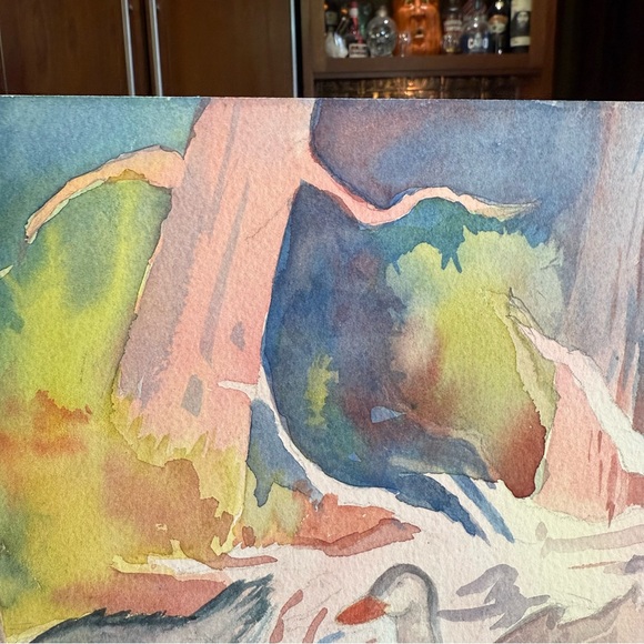 Serene Watercolor Duck Art Water Pond Geese Goose - Picture 7 of 13